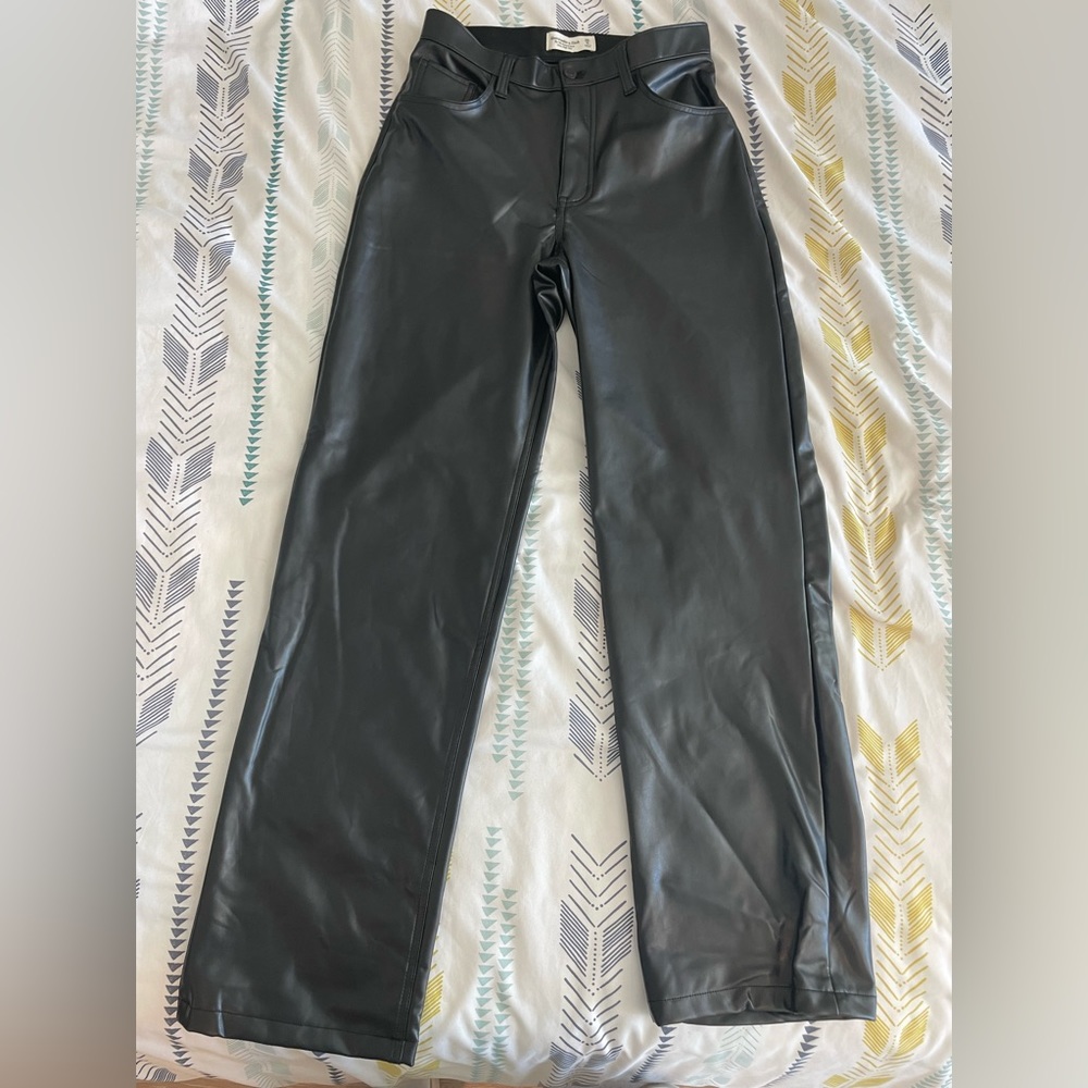 Abercrombie faux leather wide leg pants